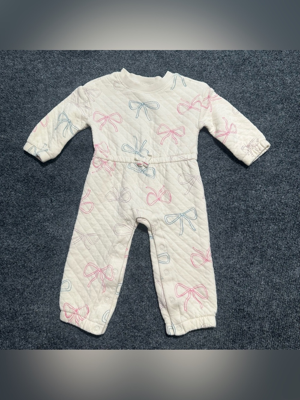 Carter's Quilted Baby Girl Bow Print Long-Sleeve Jumpsuit